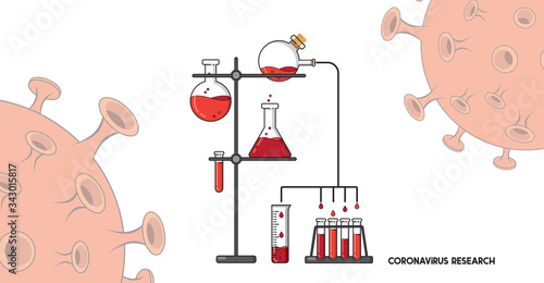Coronavirus research labroratory background with experiments to find a cure