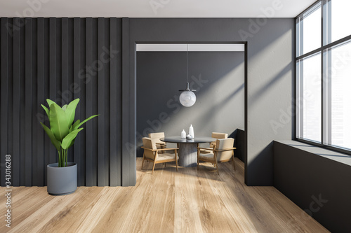 Fototapeta Naklejka Na Ścianę i Meble -  Stylish gray dining room interior