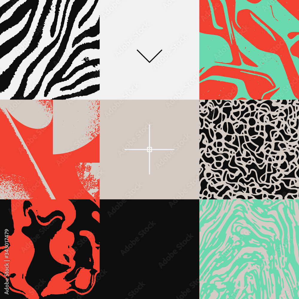 Obraz premium Grunge Revival Pattern Artwork Design Composition