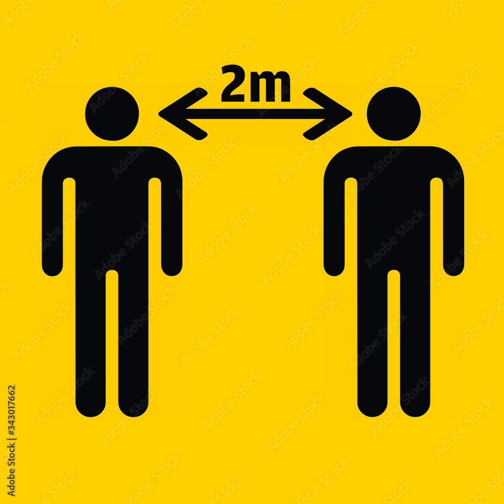 Social Distancing or Safe Distancing Icon Isolated on yellow background Vector Illustration Social Distancing or Safe Distancing Icon Isolated on yellow background Vector Illustration