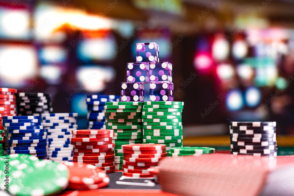Casino set with Roulette, cards, dice and chips Casino set with Roulette, cards, dice and chips