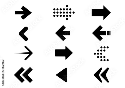 Collection different arrows sign. Set arrow icon. Black vector arrows. vector