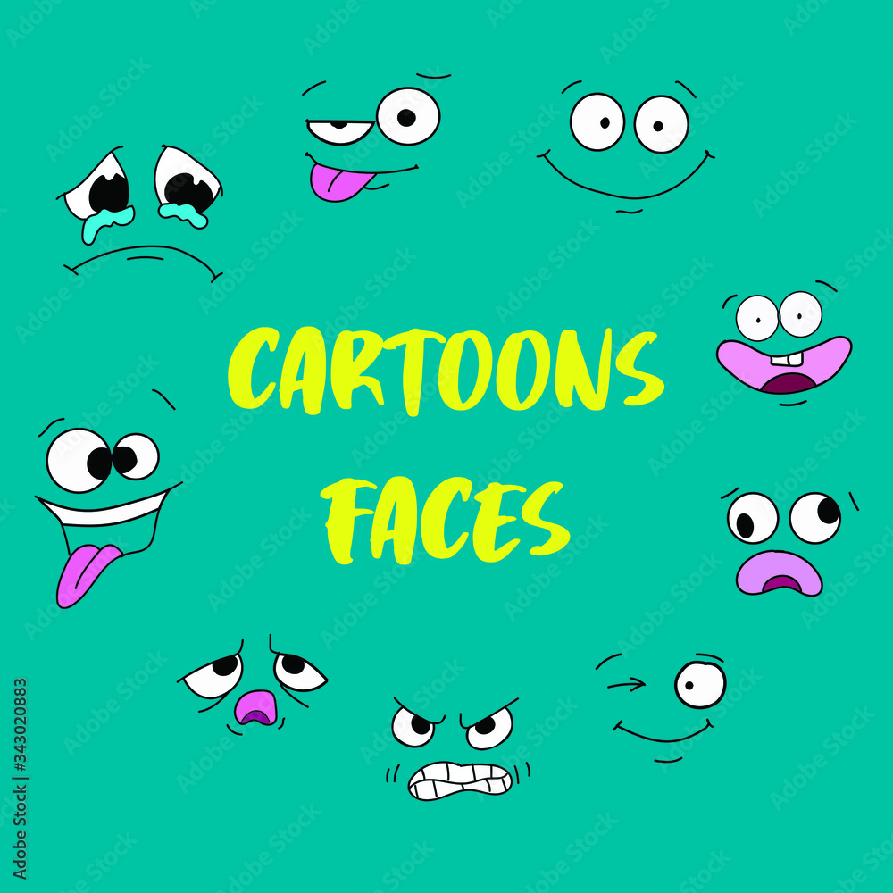Obraz premium Cartoon faces facial expression vector character person's