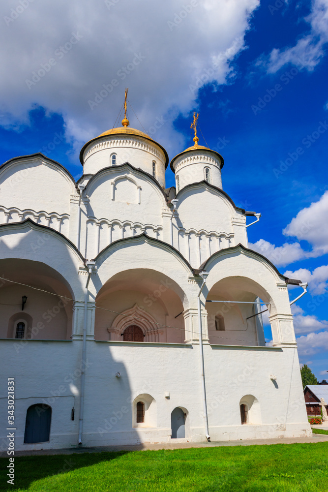 Intercession cathedral of Intercession (Pokrovsky) convent in Suzdal, Russia. Golden ring of Russia