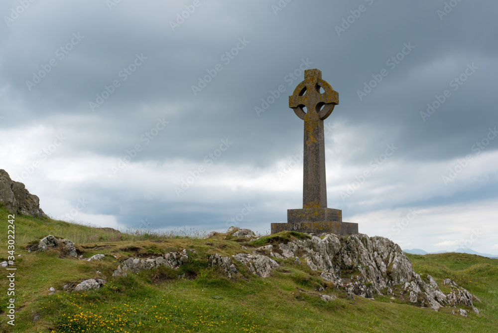 Celtic Cross on Llanddwyn Island, Anglesey, North Wales