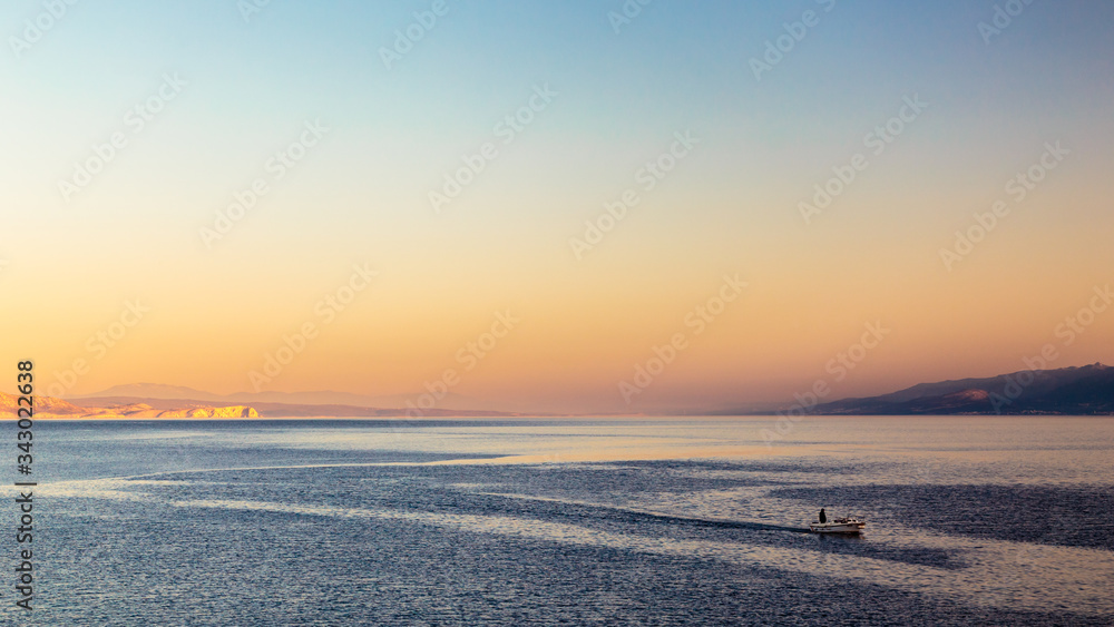 Sunrise in the bay of Senj, Croatia