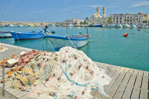 Buildings and cathedral on the sea of Molfetta in Puglia, Italy photo