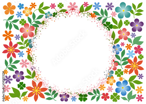 花と葉っぱ_レースフレーム