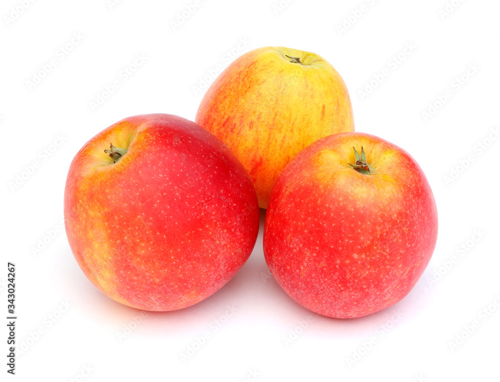 Organic fruits. Apples isolated on a white background. Three red apples. Organic fruits. Apples isolated on a white background. Three red apples.