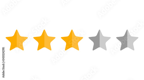 Fototapeta Naklejka Na Ścianę i Meble -  Three stars, customer quality symbol, vector product rating review flat icon for hotel, restaurant etc