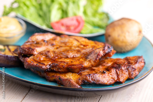 grilled pork steaks