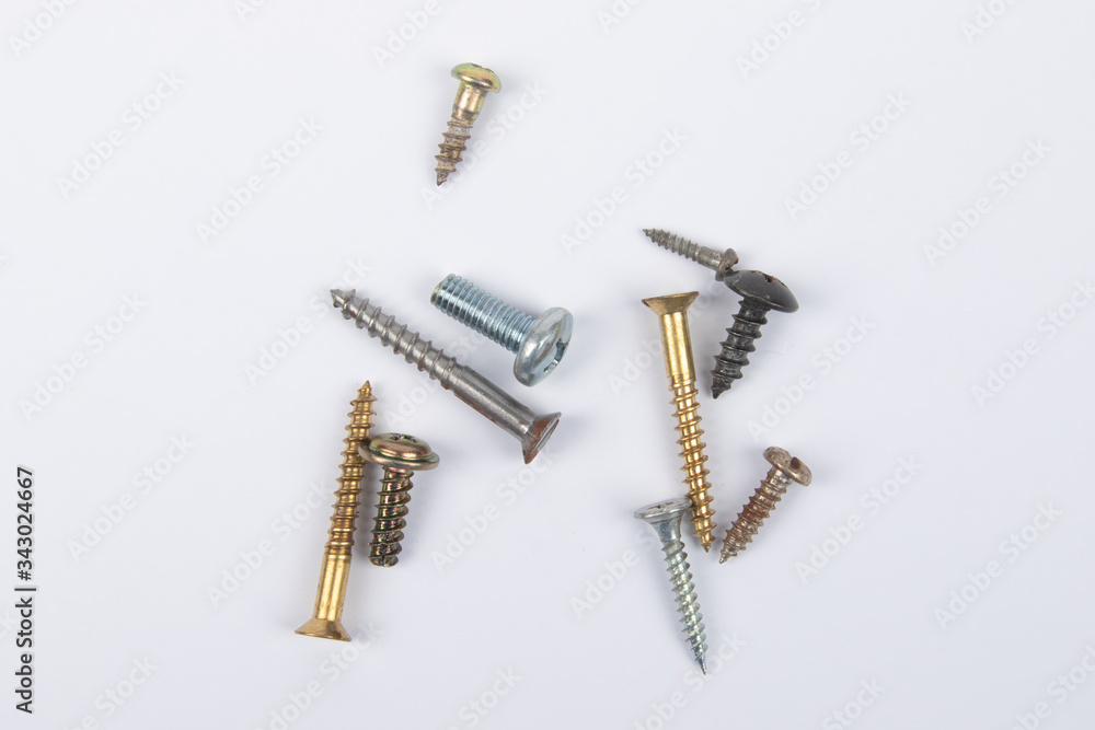 different set screws in a row on white background
different set screws in a row on white background