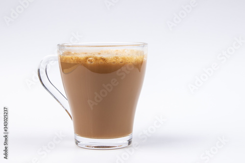 A glass of Coffee on White Background.