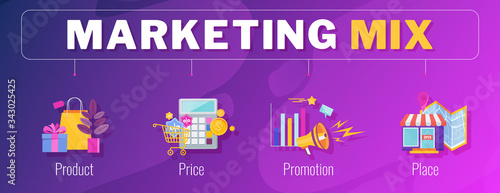 Four 4 PS marketing mix infographic flat vector illustration scheme