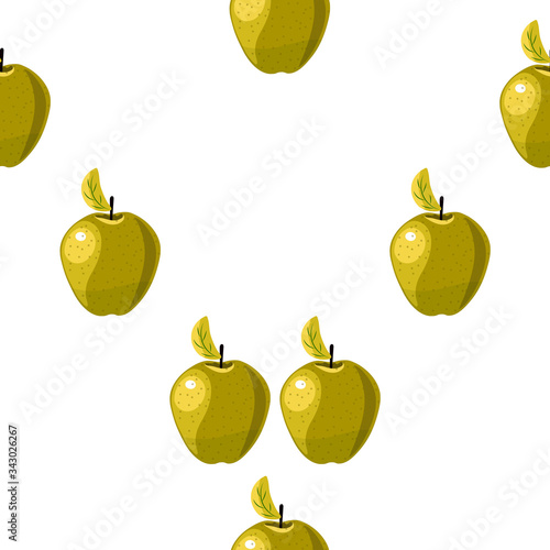 pattern juicy yellow ripe beautiful Apple on a white background