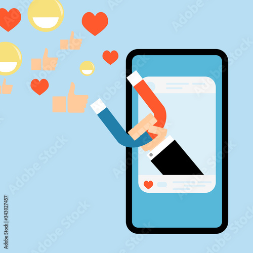 Social media influence, attract like, smile and attention