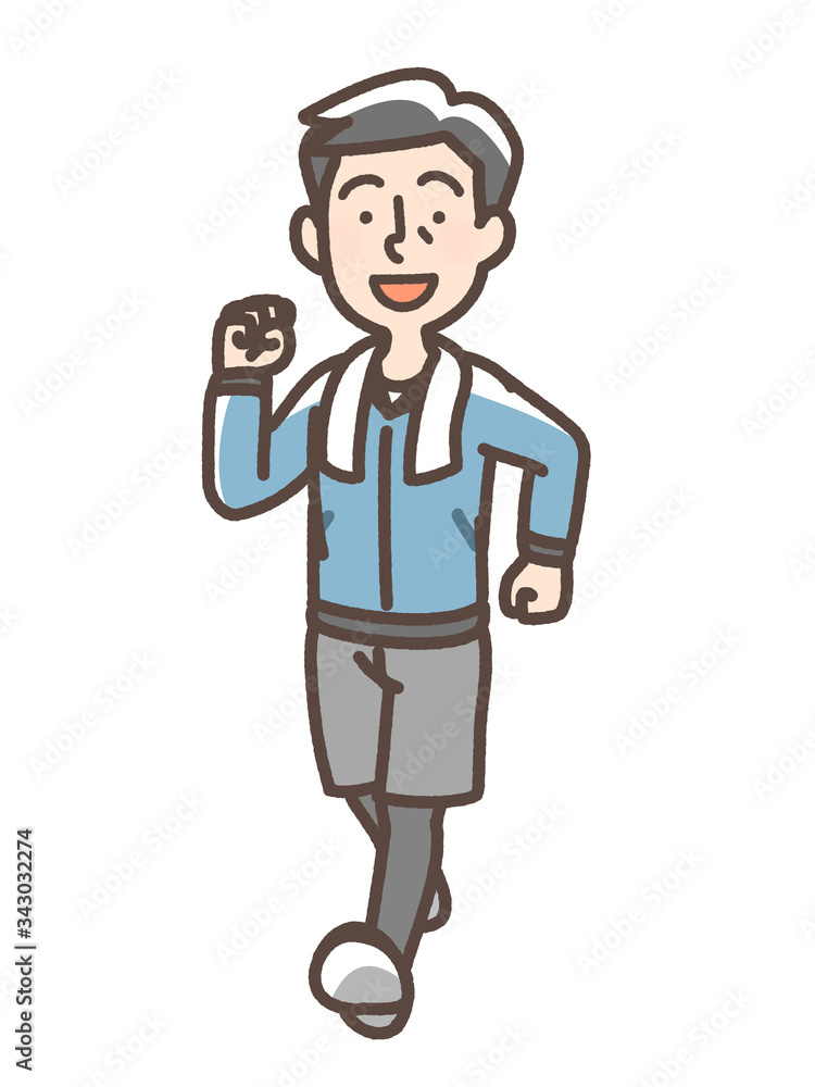 ジョギング　ウォーキング　中年男性