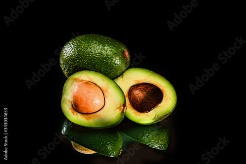 avocado on a black background