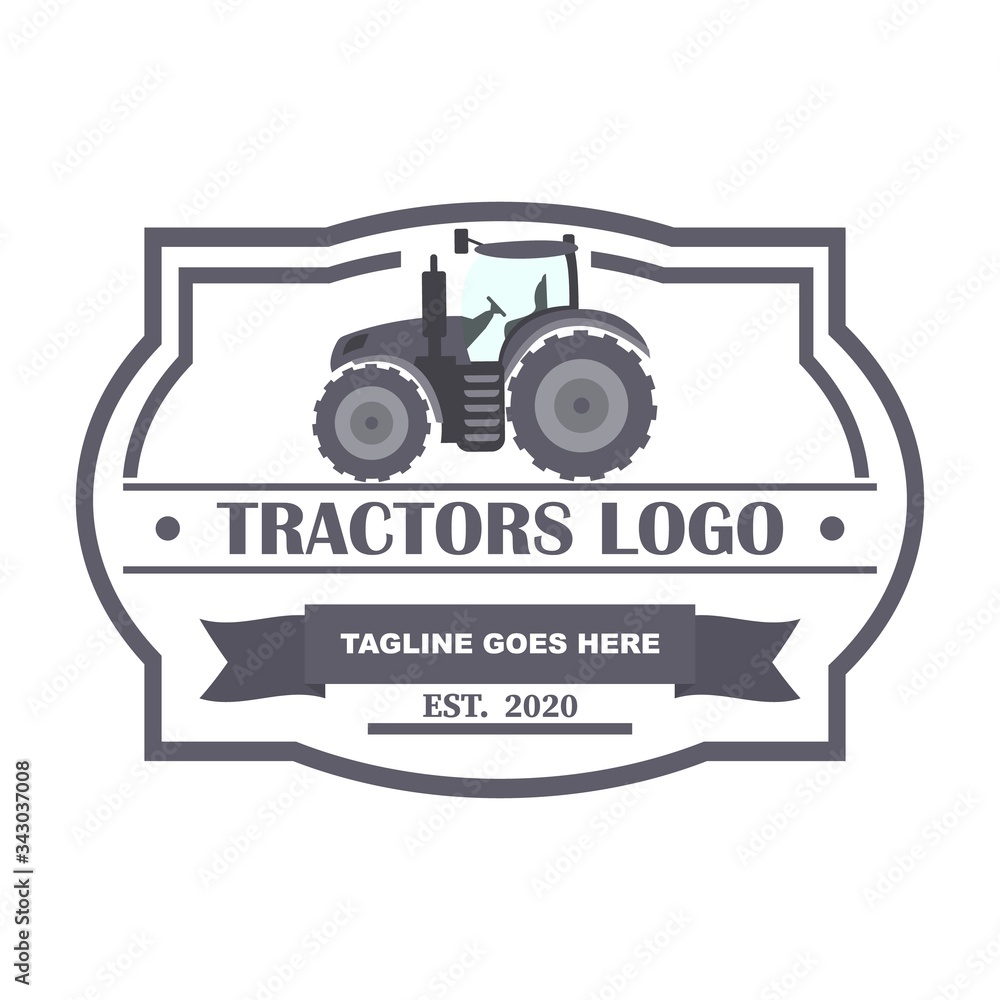 Tractor logo. Organic food fresh design. Nature eco field label. Tractor logo. Organic food fresh design. Nature eco field label.