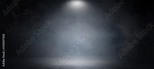 Background of an empty dark and gray studio room, smoke, smog, empty dark scene, neon light, spotlights.concrete floor, interior texture for display products,abstract wall background..