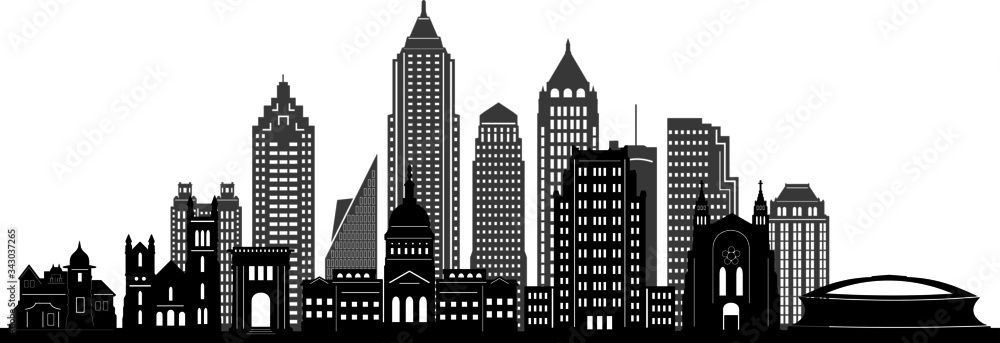 ATLANTA GEORGIA City Skyline Silhouette Cityscape Vector
