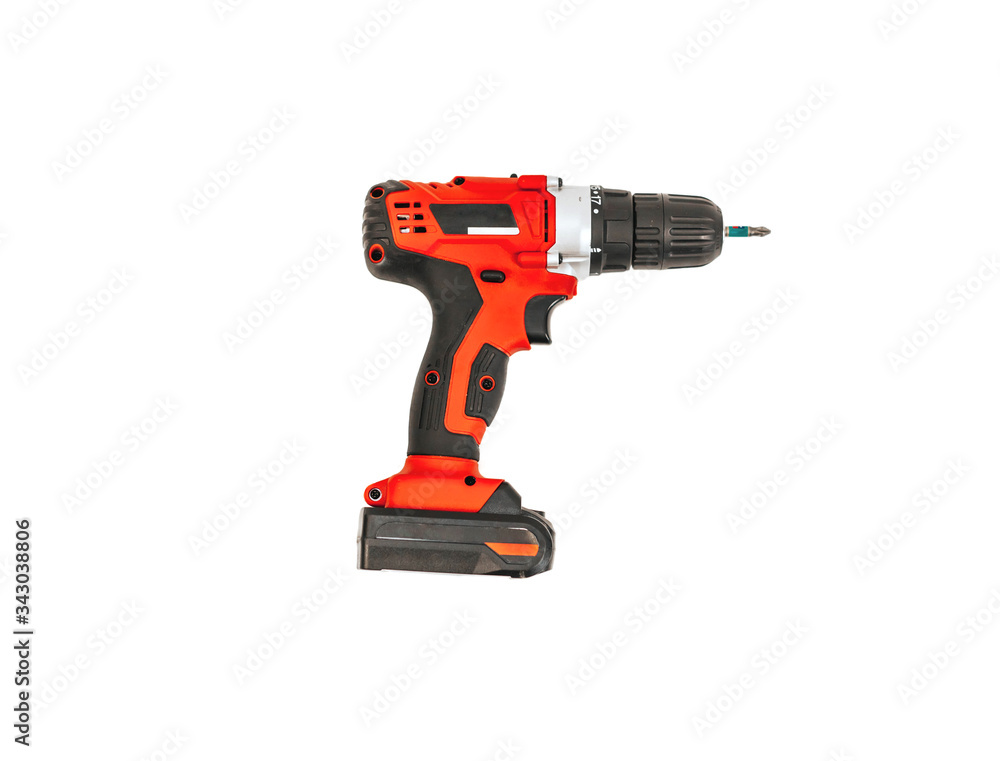 red electric drill isolated on white background
