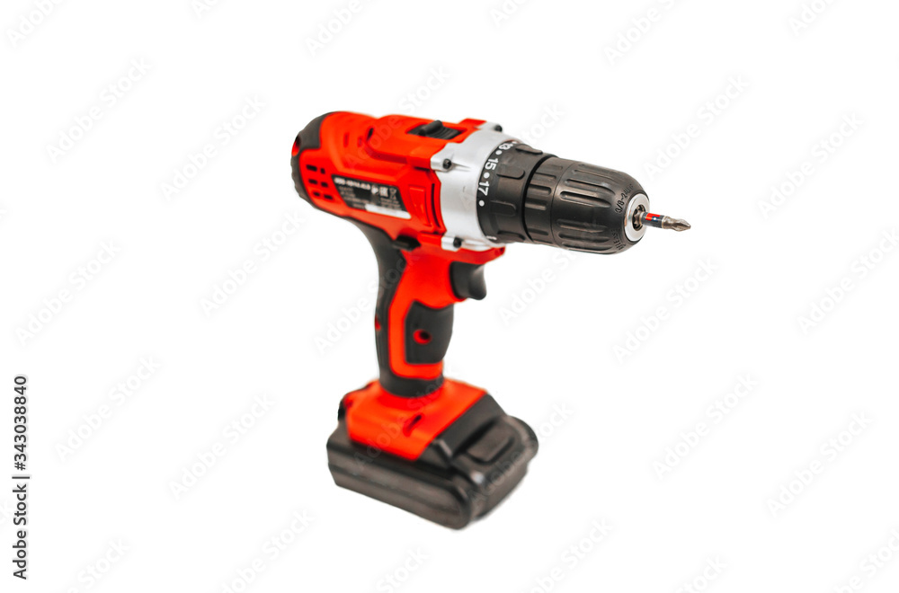 red electric drill isolated on white background