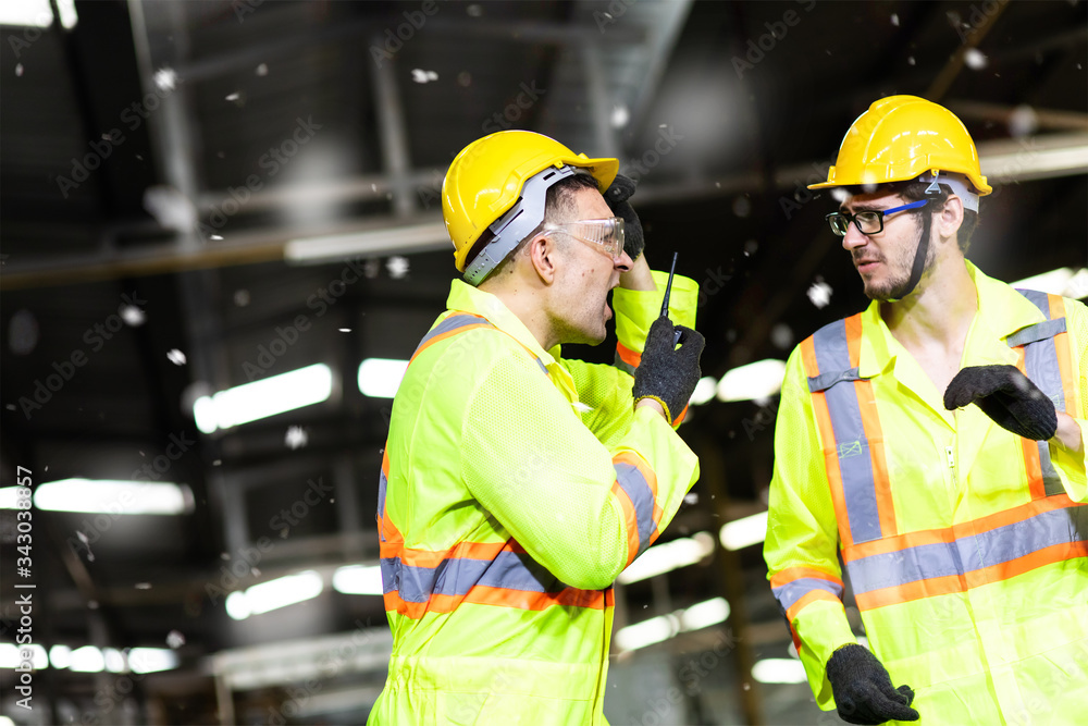 Engineers ask for help by walkie talkie in the event of a gas leak. Biohazard. Engineers ask for help by walkie talkie in the event of a gas leak. Biohazard.