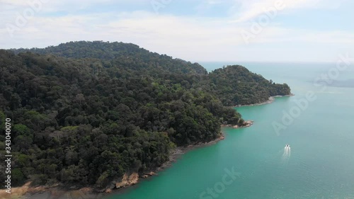 Aerial of the tropical tourist islands in the northern Malaysia. the Langkawi beach and islands off the Malaysian coast photo