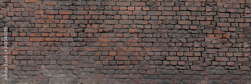 Brick wall. Old orange brick. Horizontal placing.