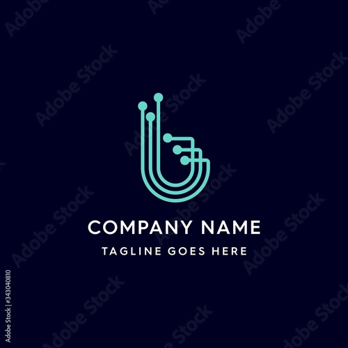 Modern Mono line letter B for Technology Company Logo