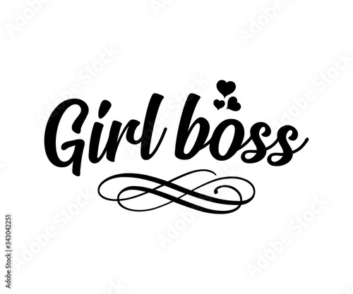 girl boss -  text word Hand drawn Lettering card. Modern brush calligraphy t-shirt Vector illustration.inspirational design for posters, flyers, invitations, banners backgrounds