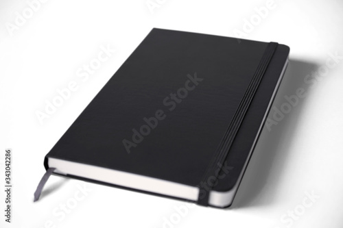 Leather sketchbook with blank cover isolated on white. illustration for your cover design presentation or separate object for your work materials.