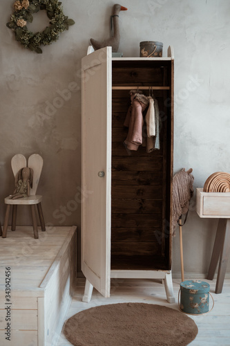 interior of the children's room. light cute with a canopy.