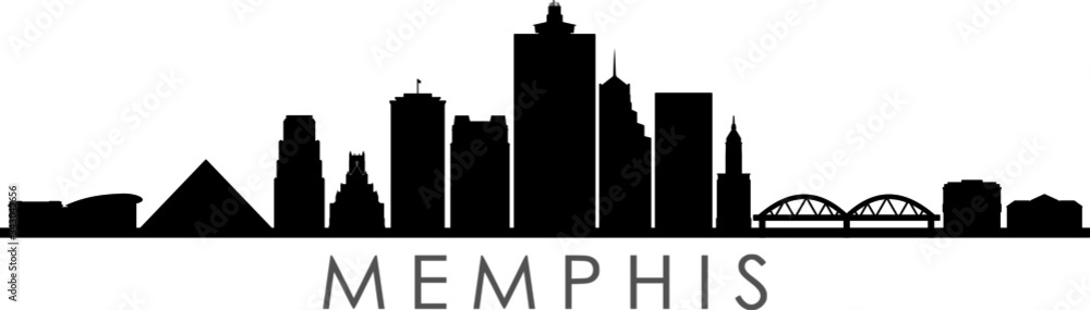 Fototapeta MEMPHIS TENNESSEE City Skyline Silhouette Cityscape Vector