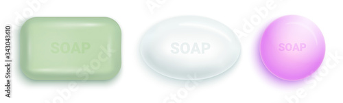 Soap bar with foam and bubbles isolated vector illustration on white background. Soap foam for lather. Vector illustration.