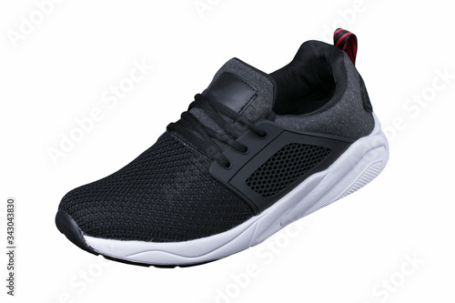 Sport shoes. Black sneaker made of fabric.