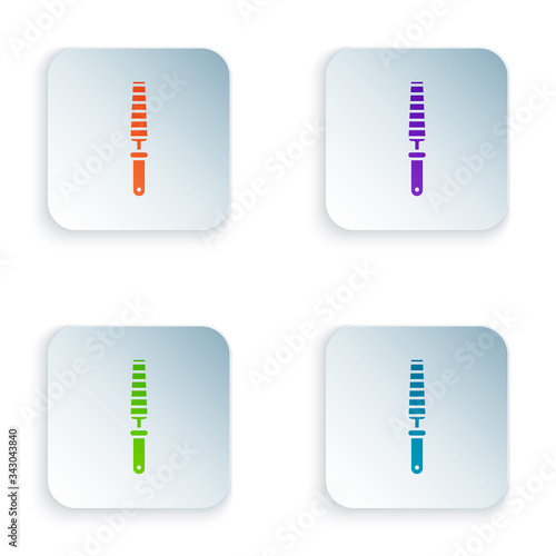 Color Chisel tool for wood icon isolated on white background. Set colorful icons in square buttons. Vector Illustration