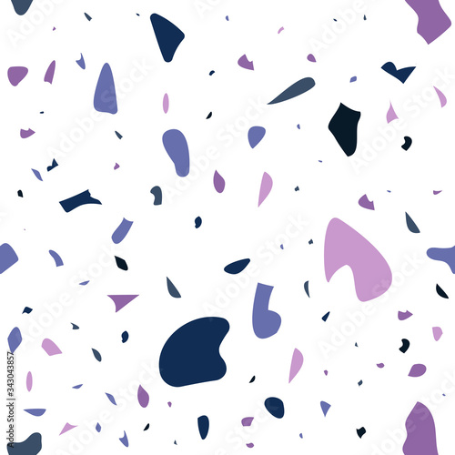 Terrazzo flooring vector seamless pattern. Modern vector illustration for fabric print, wrapping paper, flooring. Classic venetian terrazzo style of floor of natural stone, granite, quartz.
