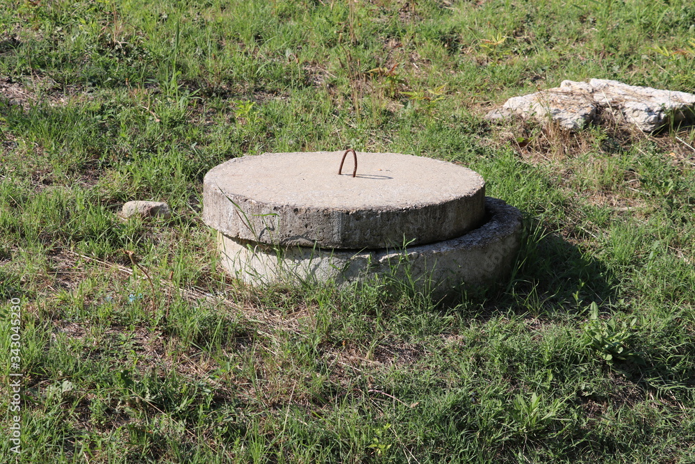 Concrete sewerage cover on the sewerage sump Concrete sewerage cover on the sewerage sump
