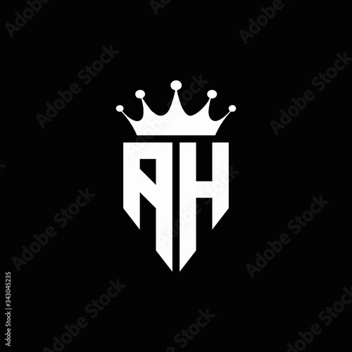 AH logo monogram emblem style with crown shape design template
