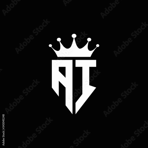 AI logo monogram emblem style with crown shape design template