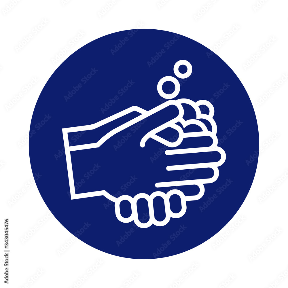 hands washing with foam block style icon