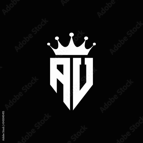 AU logo monogram emblem style with crown shape design template