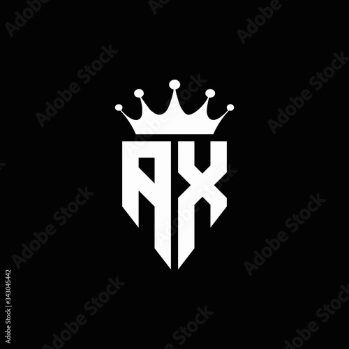 AX logo monogram emblem style with crown shape design template