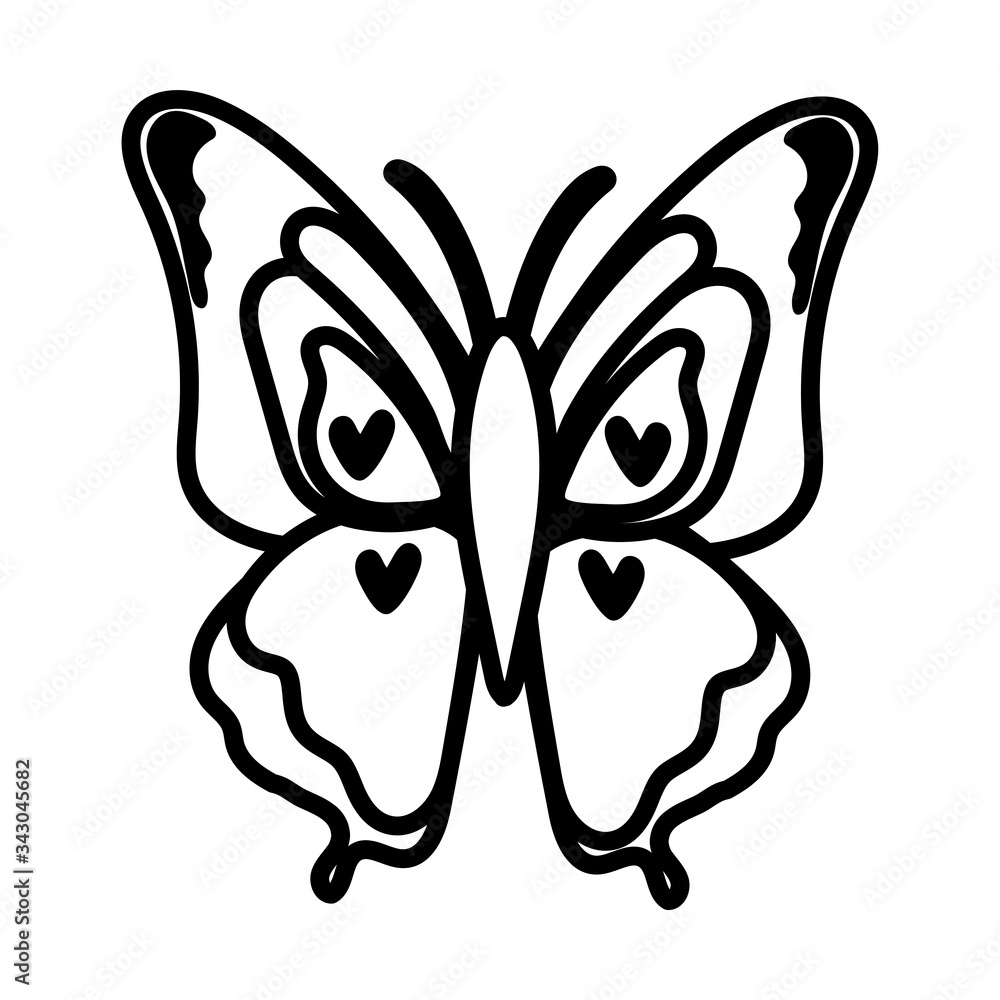 beautiful butterfly insect with hearts line style