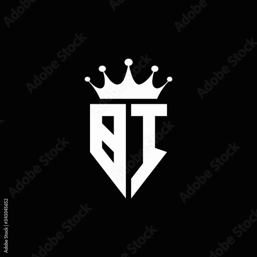 BI logo monogram emblem style with crown shape design template