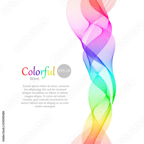 Spectrum smooth energy wave template for corporate, business, presentation, music album, banner, flyer cover design. Beauty rainbow graphic effect