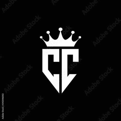 Photography CC logo monogram emblem style with crown shape design template