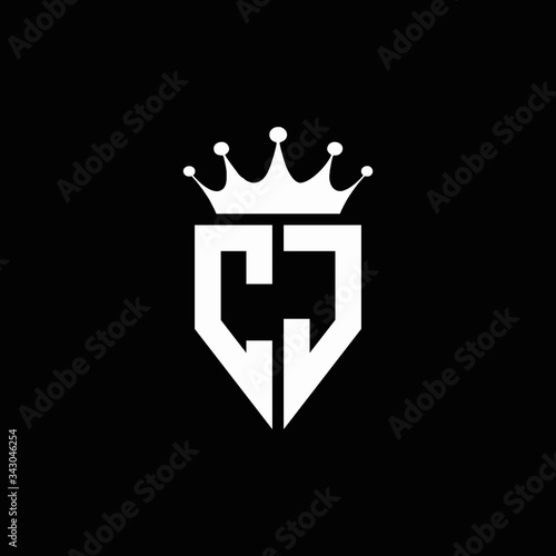 CJ logo monogram emblem style with crown shape design template
